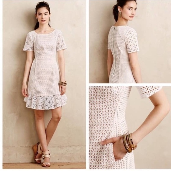 HD in Paris Anthropologie Georgia Eyelet Dress Sz 2 - Picture 1 of 10